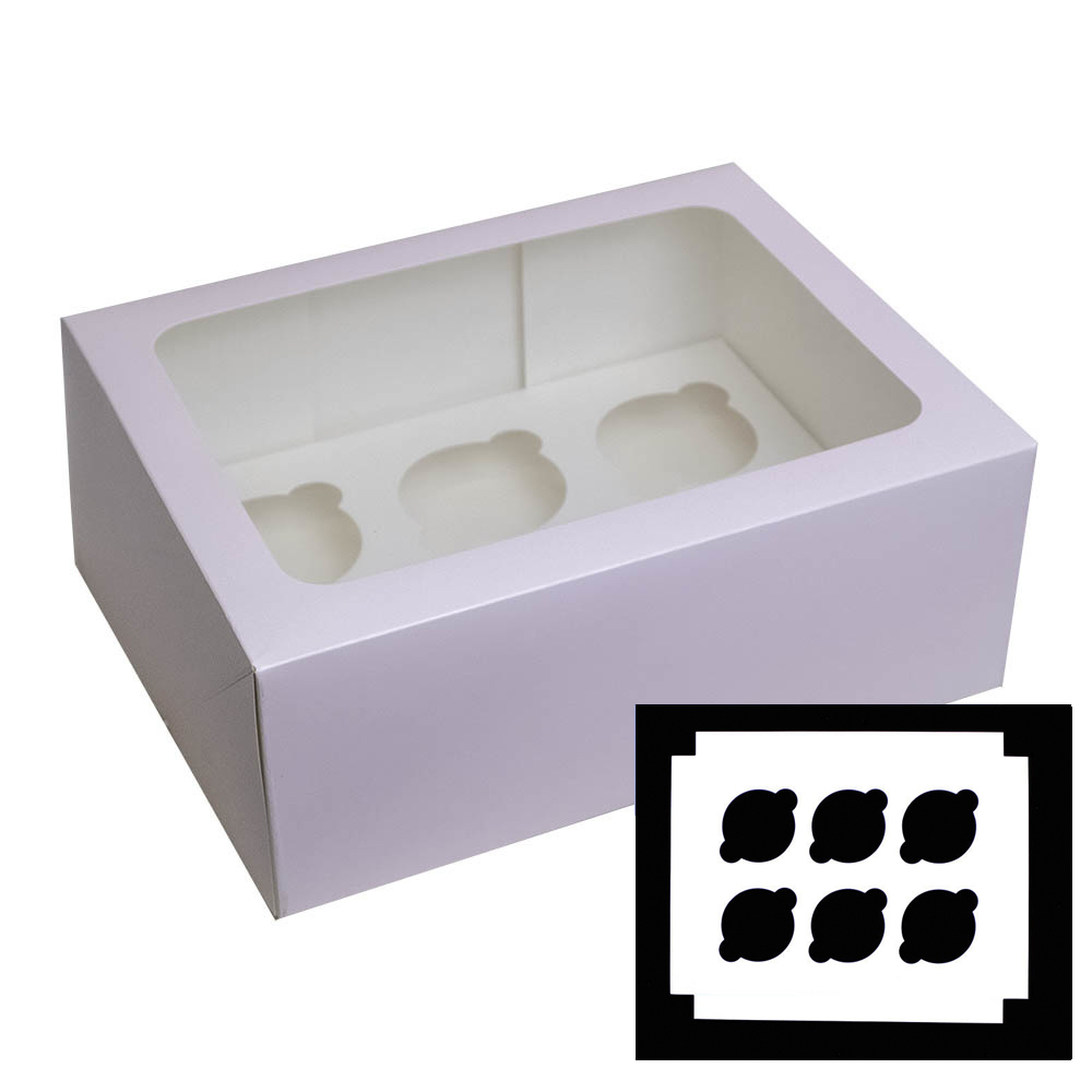 6 Hole Cupcake Box PASTEL PINK Select Insert (ea)